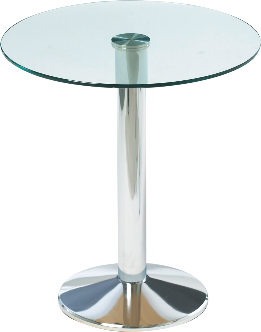 Milan Bistro Table Glass Top Chrome Base Hire for Events