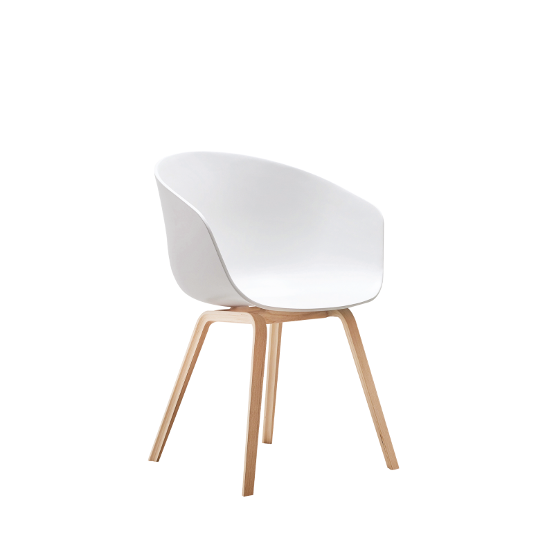 Equator Chair White Polymer Seat Wooden Legs