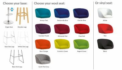 Windsor Stool Wooden Legs Wool Seat